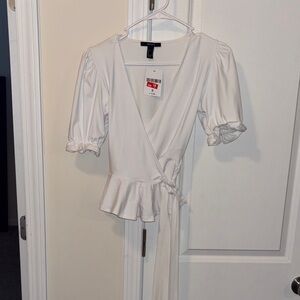 Forever 21 Cream Wrap Blouse